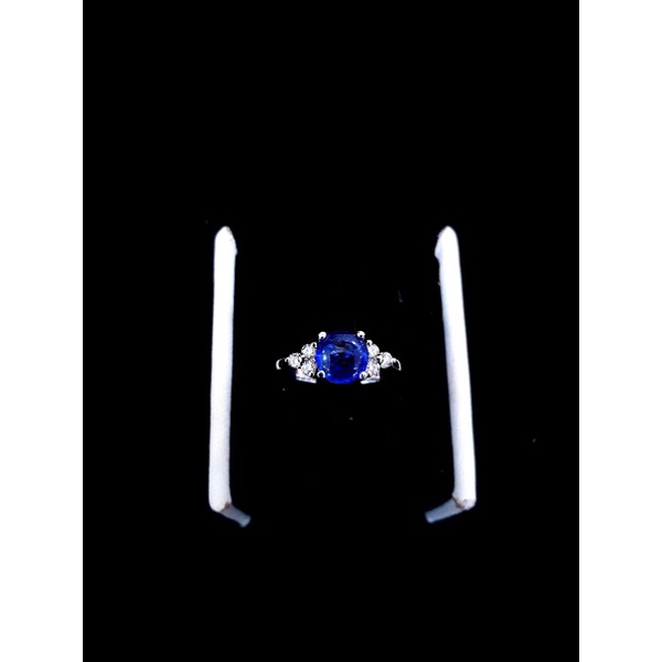 cincin cewe blue safir emas putih berlian asli