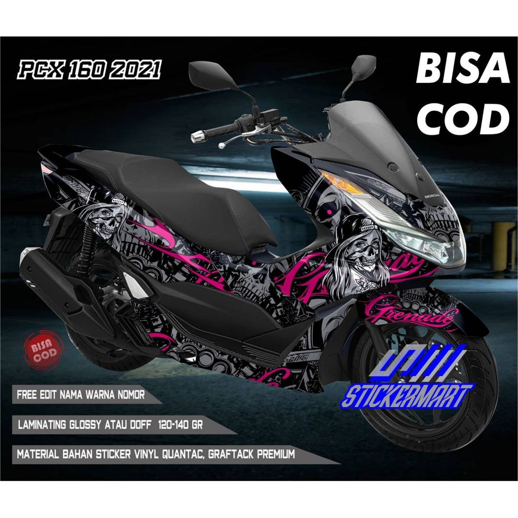Sticker decal full body Honda PCX hitam karakter
