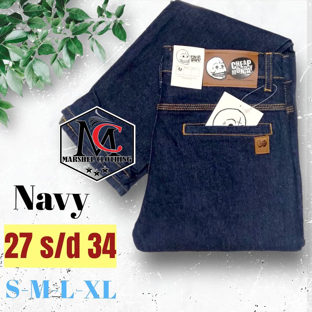 RCL - Celana Jeans Hitam Panjang Pria Slim Fit Saku Bobok Denim S.M.L.XL 27 s/d 34 Big Size Saku Bobok