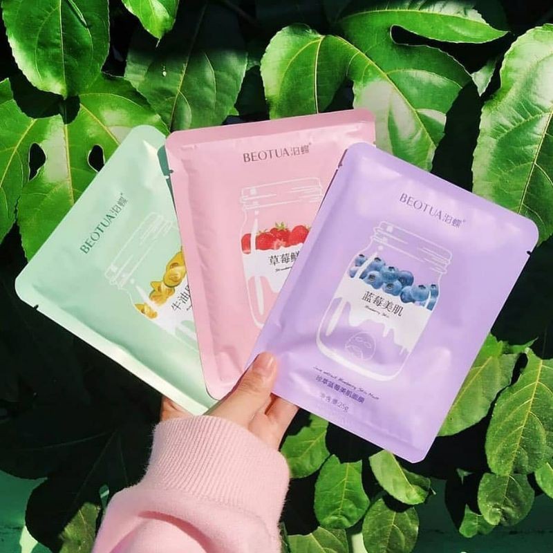 [COD SURABAYA] BEOTUA SHEETMASK / MASKER BEOTUA / BEOTUA YOGURT BLUEBERRY STRAWBERRY