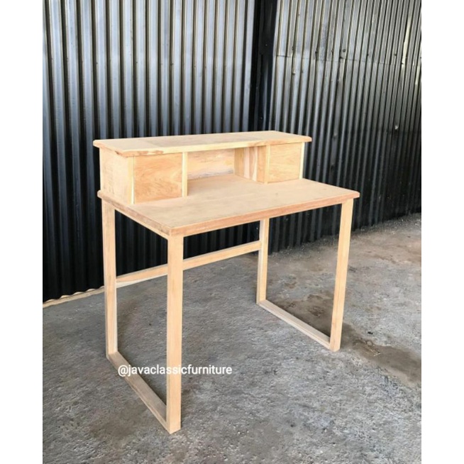 1 SET MEJA BELAJAR ANAK SEKOLAH MEJA KERJA KANTOR MINIMALIS ROTAN BAHAN KAYU JATI BELUM FINISHING-3