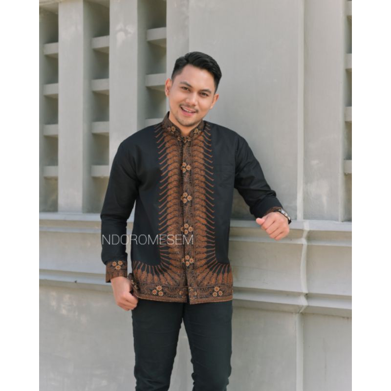 koko kemeja batik hitam lengan panjang by ndoromesem bahan katun halus