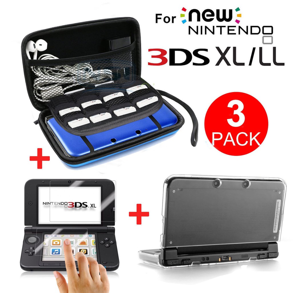Tas Jernih + 2pcs Pelindung Layar Untuk Nintendo 3ds Xl Ll 2015