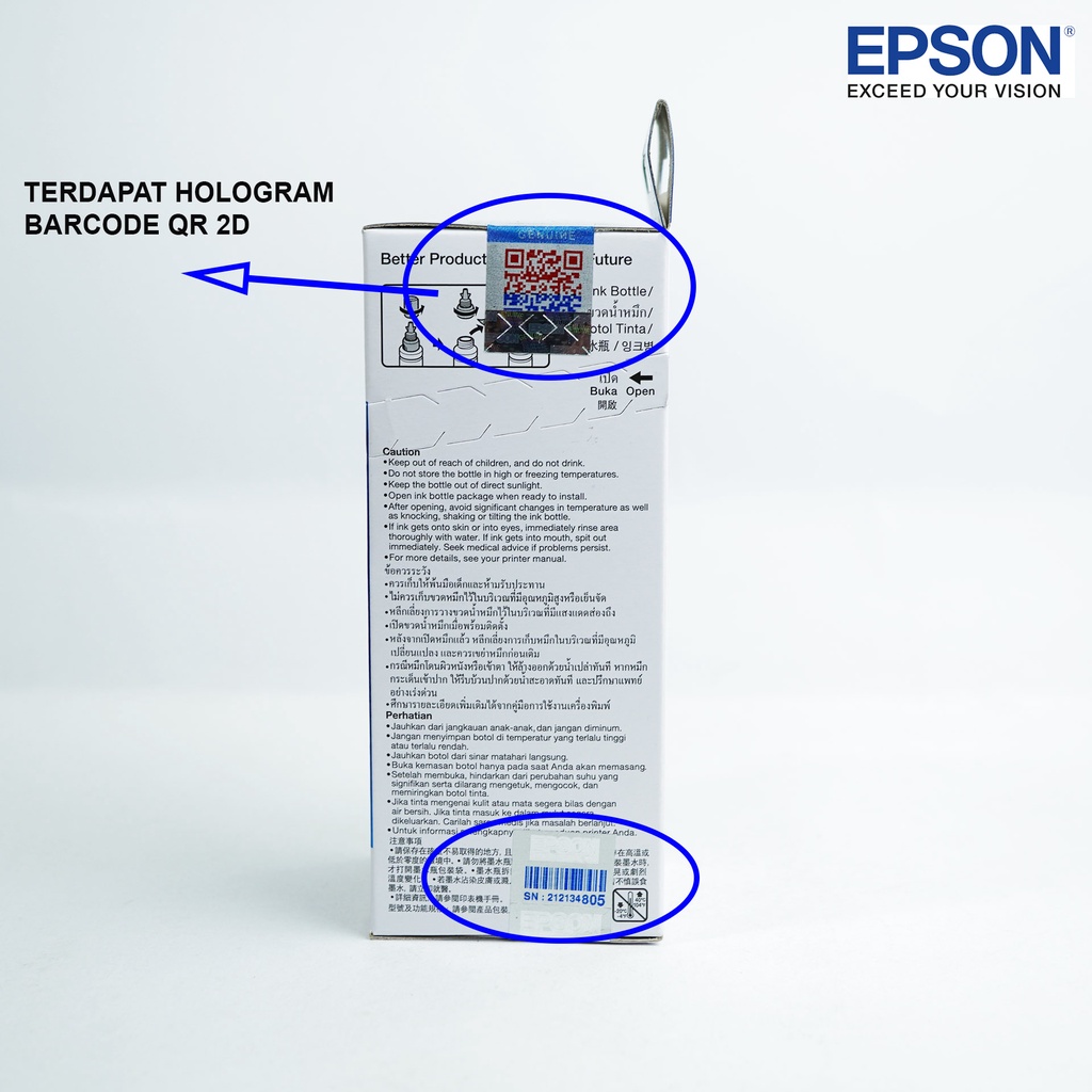 TINTA EPSON T774 T7741 M100 M105 M200 M205 L605 L1455 HITAM ORIGINAL