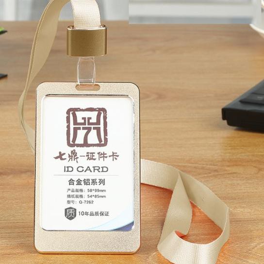 

♚ NAME TAG Metal ID CARD HOLDER ID CARD Almunium Kalung Nama Dada - GOLD YELLOW ♥