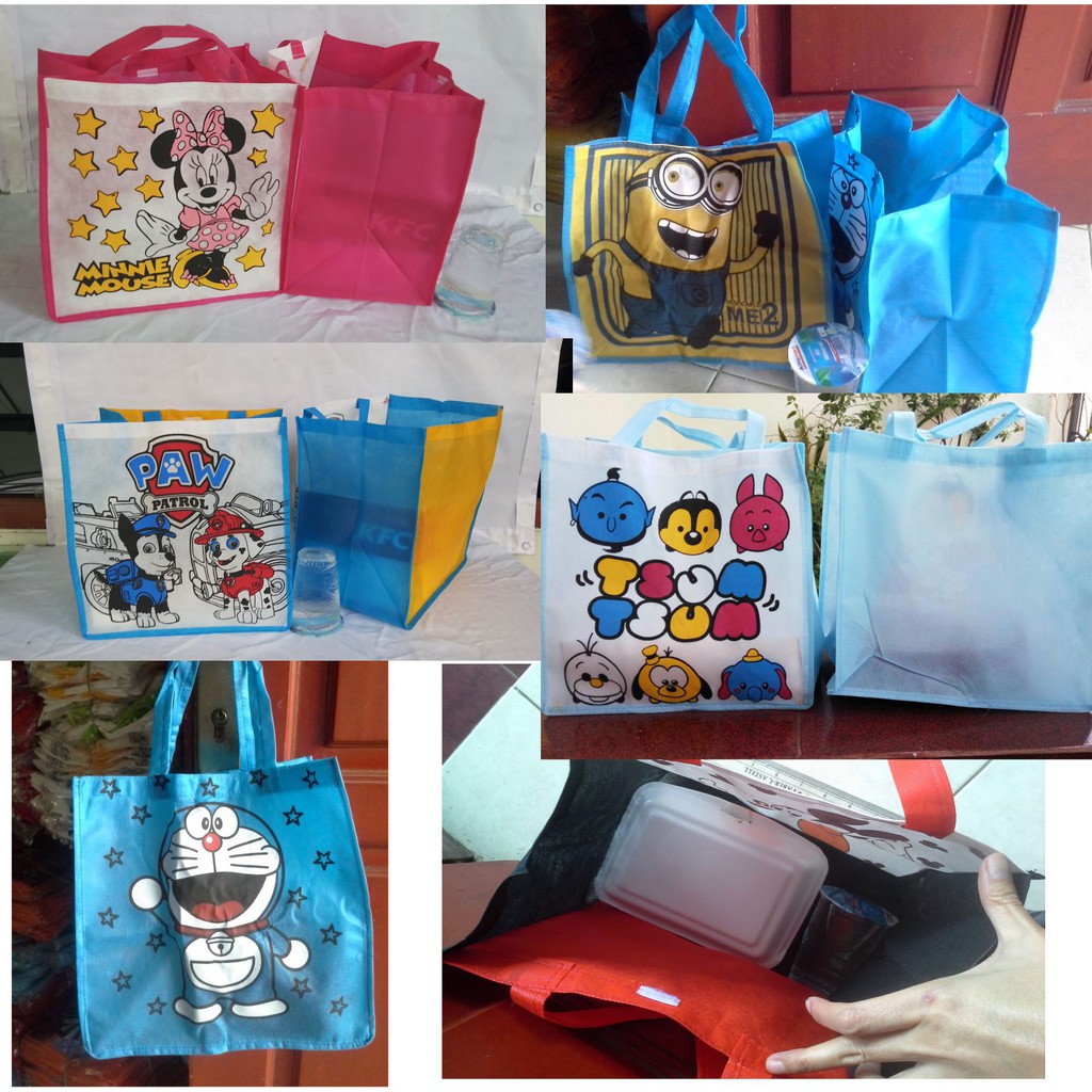 

TAS SPUNBOND TM Sablon Goodie Bag ulang tahun anak karakter goody ultah harga murah online grosir