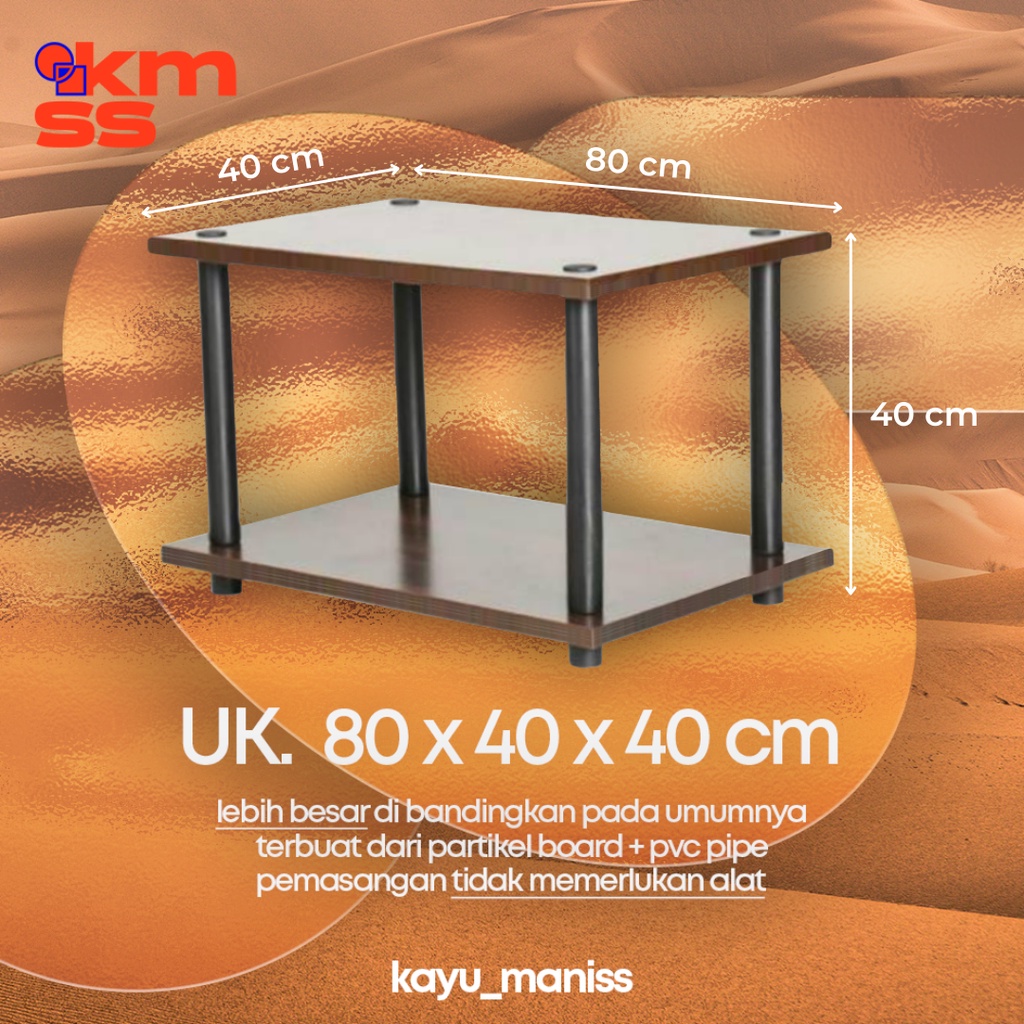LEBIH BESAR 80 CM Rak Meja TV Minimalis 2 Susun Modern Meja Serbaguna Murah