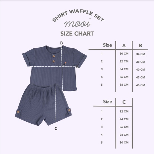 Mooi Shirt Waffle Set 1-5 Tahun Setelan Anak Waffle Unisex CBKS