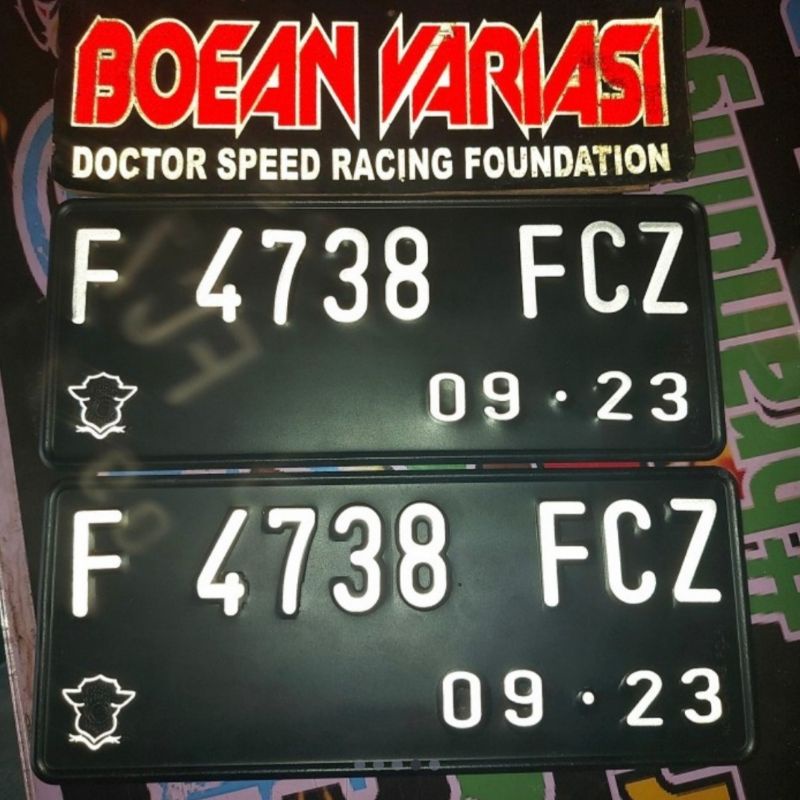 cutting Sticker huruf dan angka Sticker Angka plat Motor Harga 1 Set Depan Belakang