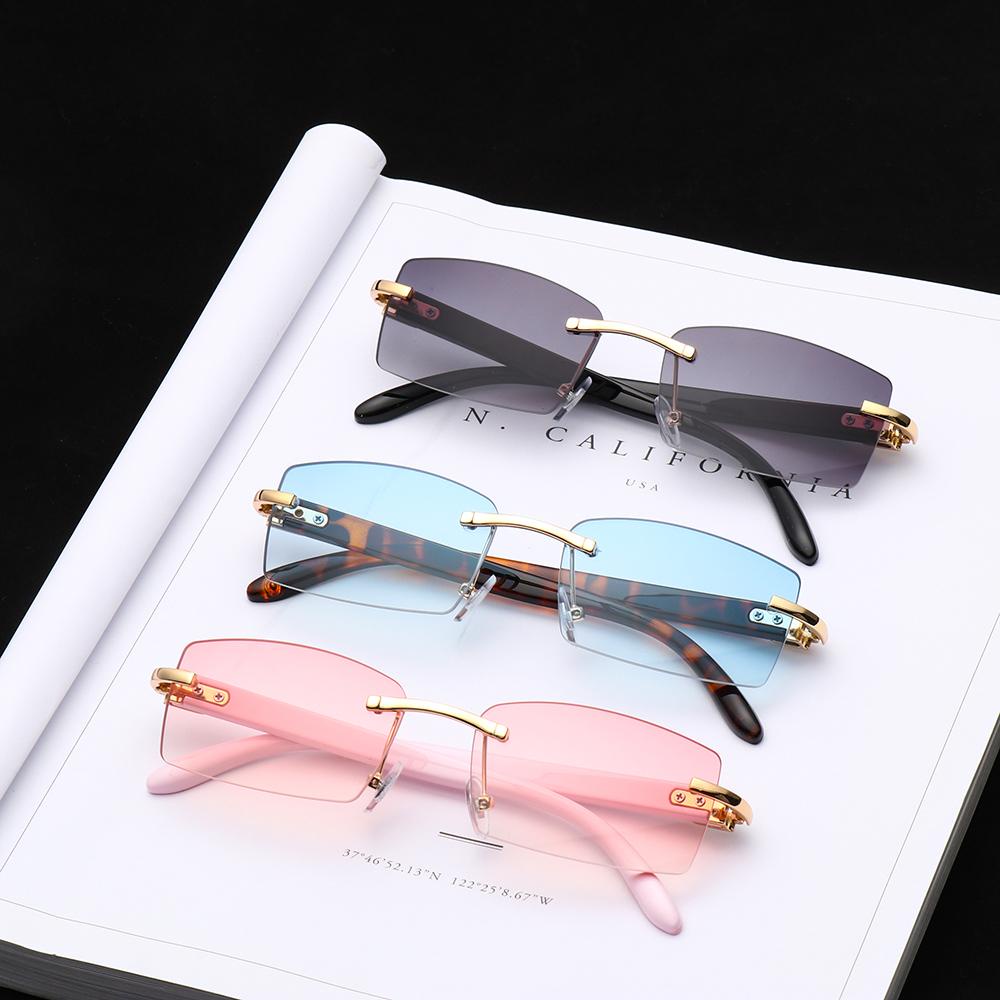 R-flower Punk Sunglasses Frameless UV400 Kacamata Fashion Shades