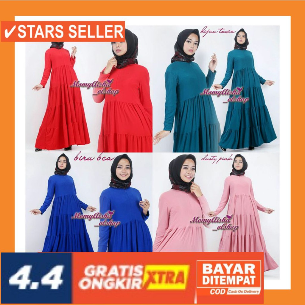 BAJU MUSLIM LEBARAN BARU IDUL FITRI  BUAT SHOLAT / gamis polos susun baby doll jersey - Putih, XL