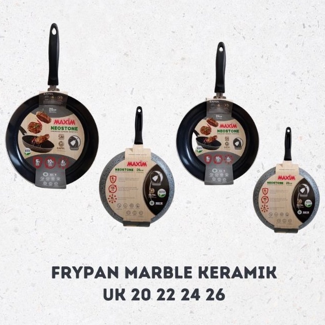 FRYPAN MAXIM KERAMIK NEOSTONE PENGGORENGAN 20 22 24 26 28 CM ANTI LENGKET ANTI GORES SEHAT AMAN ORIGINAL