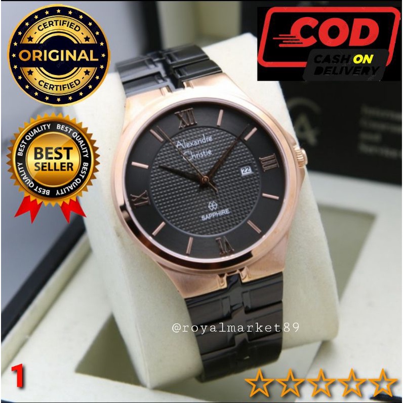 ORIGINAL JAM TANGAN PRIA ALEXANDRE CHRISTIE COWOK ANALOG RANTAI STAINLESS STEEL ALEXANDER CRISTIE AC