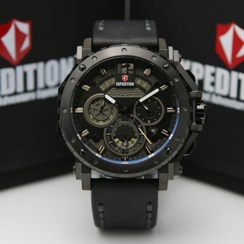 Jam Tangan Expedition E 6402 Pria / E6402 MC Full Black Original