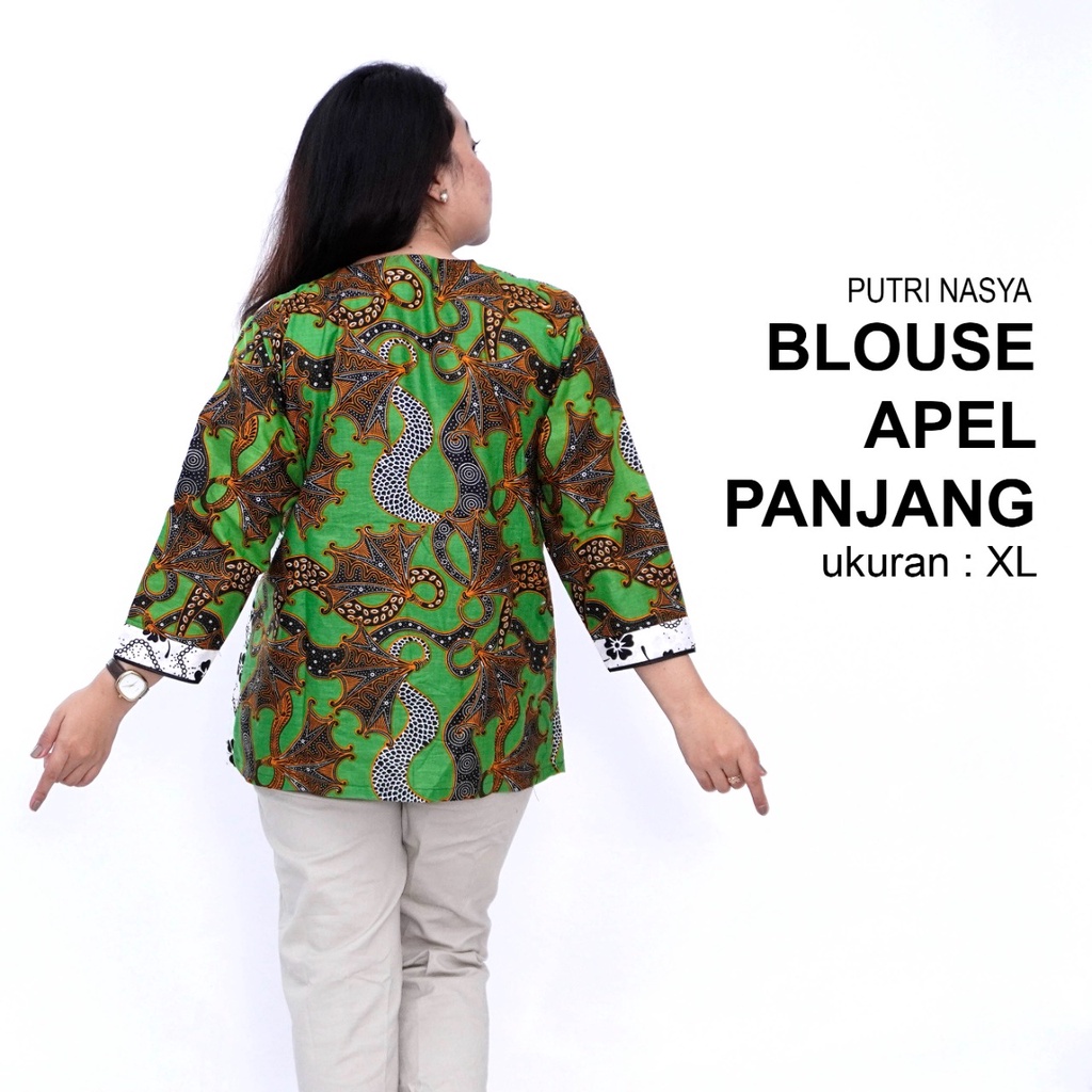 Atasan Batik Big Size Blouse Wanita Jumbo L-XL-2L-3L-4L-5L-6L-7L Blus Model Big Kantor Seragam Batik / Atasan Kerja Formal Big Size / Blus Super Jumbo LD 140