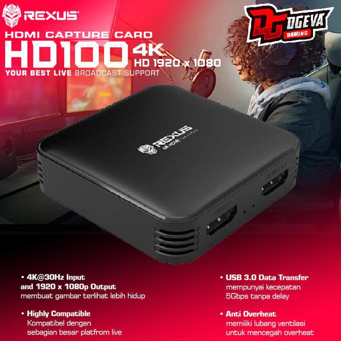 Rexus Hd100 Hdmi 4K Game Capture Card Streaming