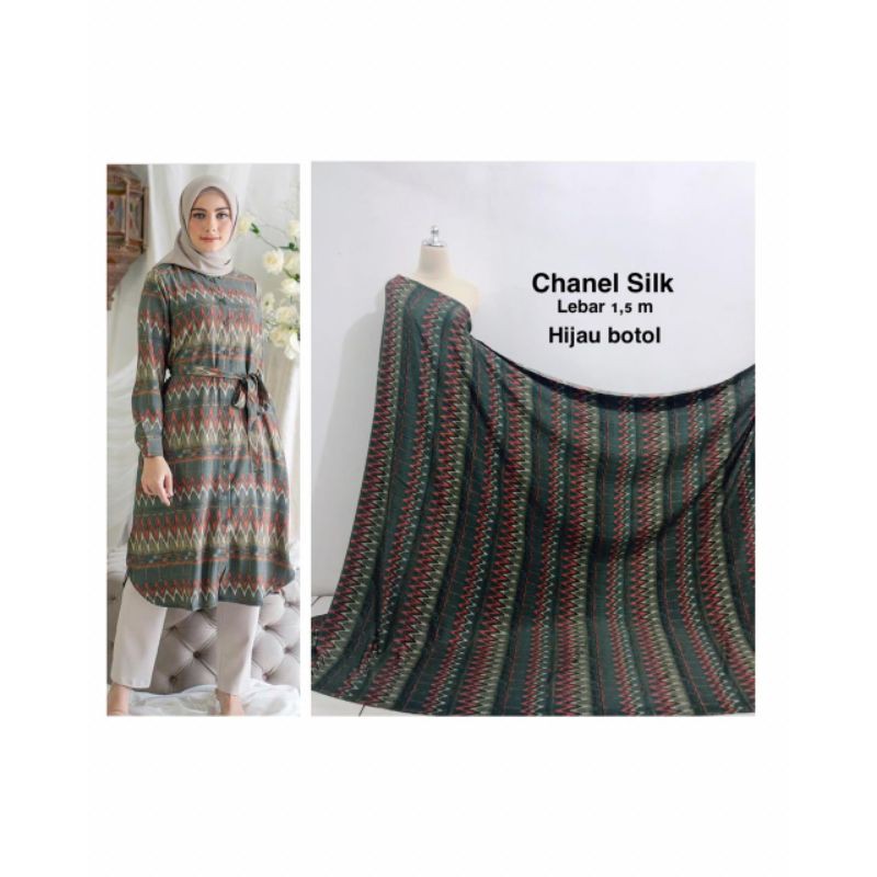 Kain Chanelt Silk zigzag / bahan gamis seragam / kain motif meteran