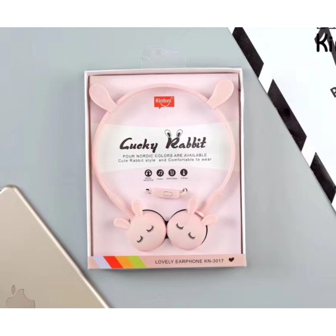 [KN-3017] Headphone Headset Bentuk Kepala KELINCI BERTELINGA / Earphone Overhead Motif Kelinci Lucu / Earphone Karakter Rabbit Head with Ear