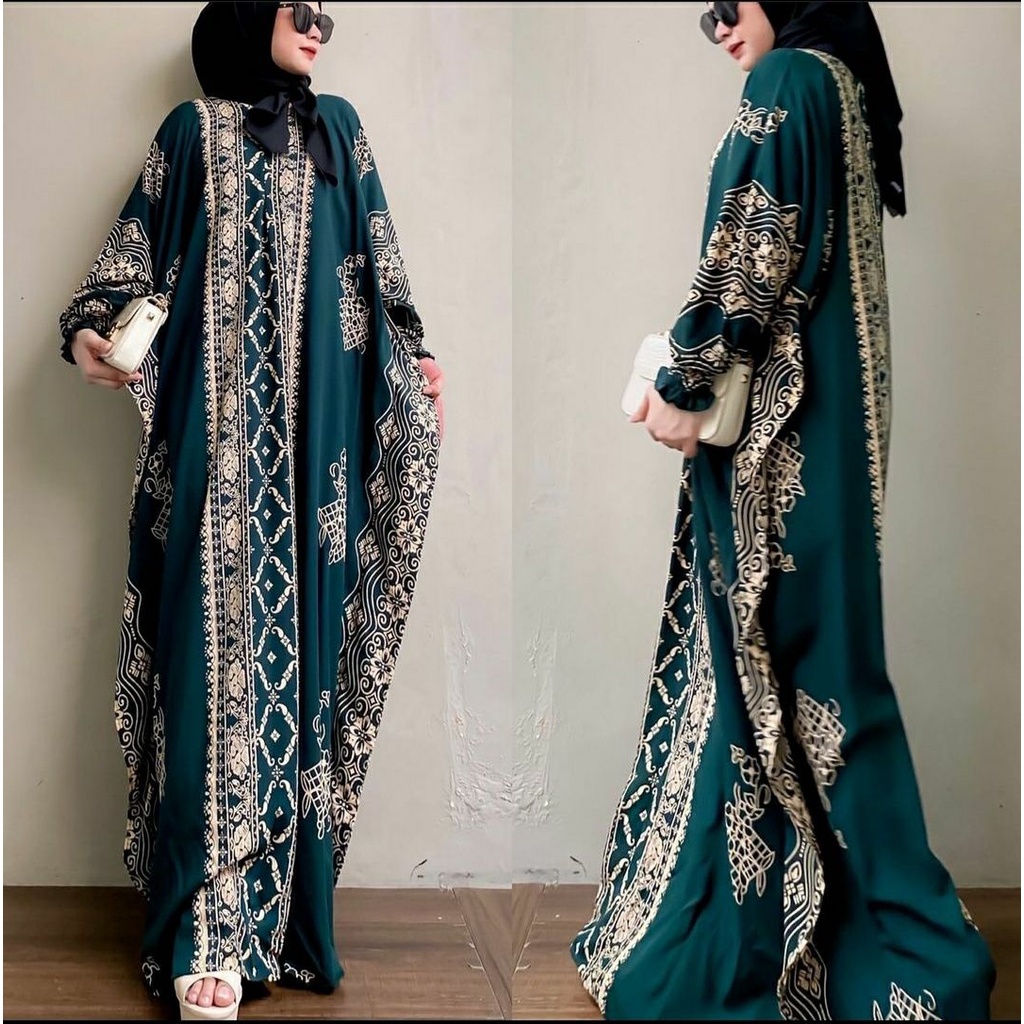 Kaftan Batik Gamis Kaftan Wanita Moza Lyra Kaftan BILION KAFTAN MAXY DRESS SUPER JUMBO LD 150 DASTER