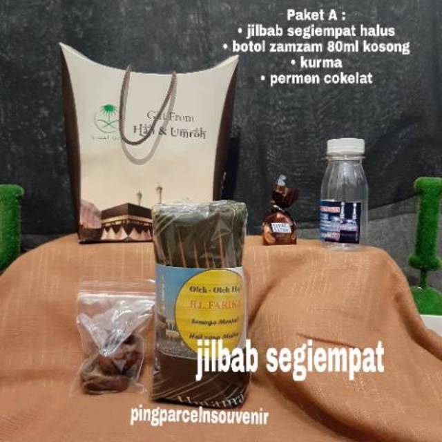 oleh oleh haji dan umroh (paket souvenir jilbab segiempat)