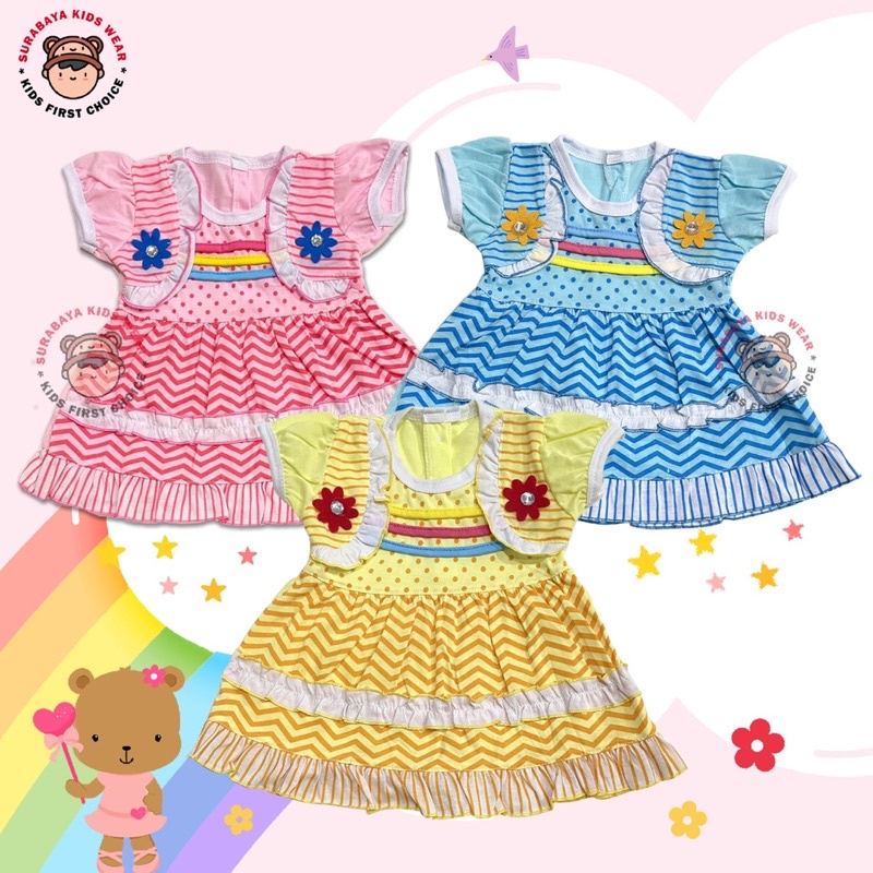 Dress Anak Perempuan Lengan Pendek Motif Bunga dan Duck / Daster Anak