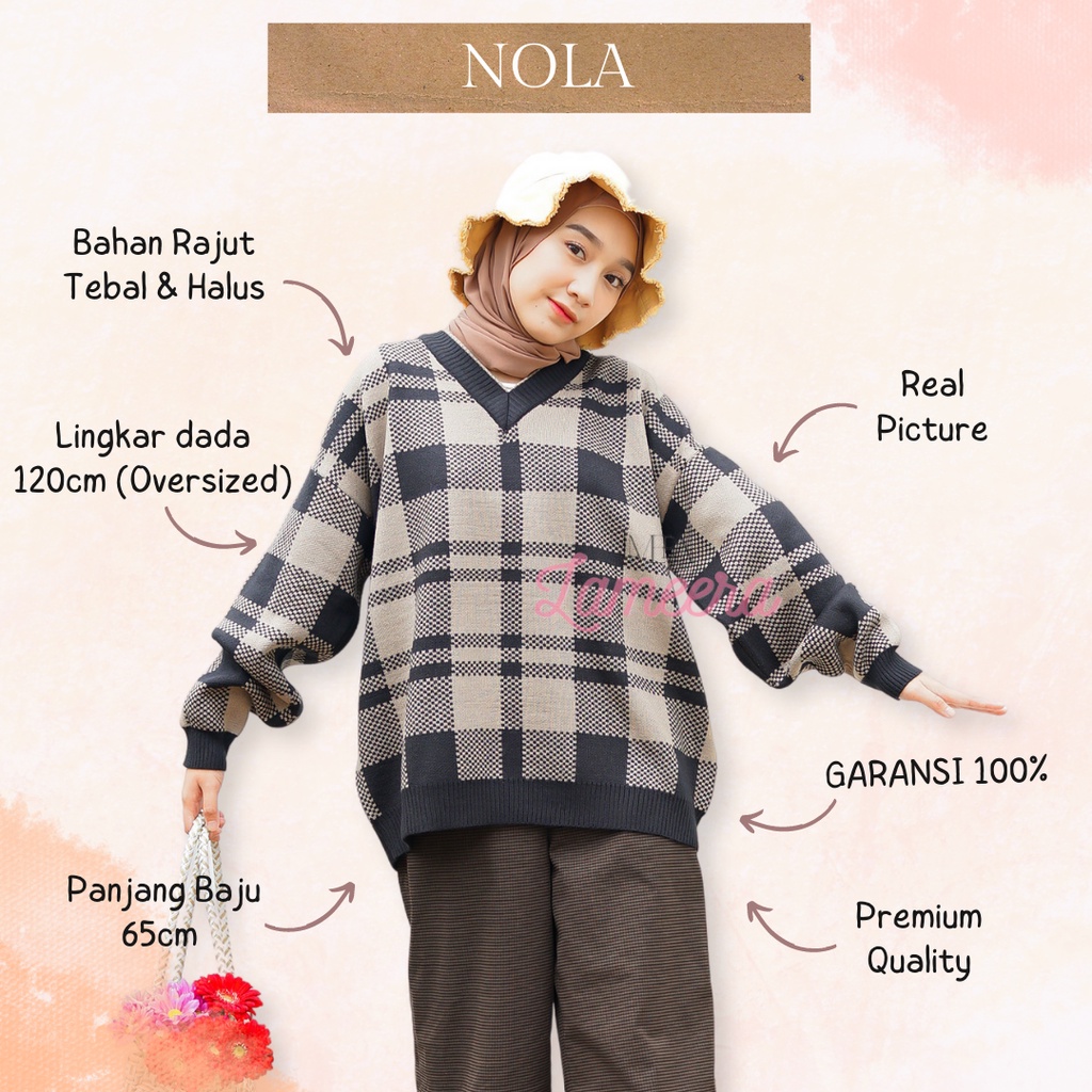 PREMIUM Baju Sweater Rajut Wanita Lengan Panjang Nola Switer Wanita Oversize Sweter Cewek Knitwear S
