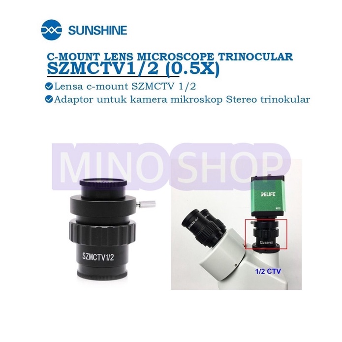 C-MOUNT LENS SZMCTV1/2 0.5X LENSA ADAPTOR KAMERA MIKROSKOP TRINOCULAR