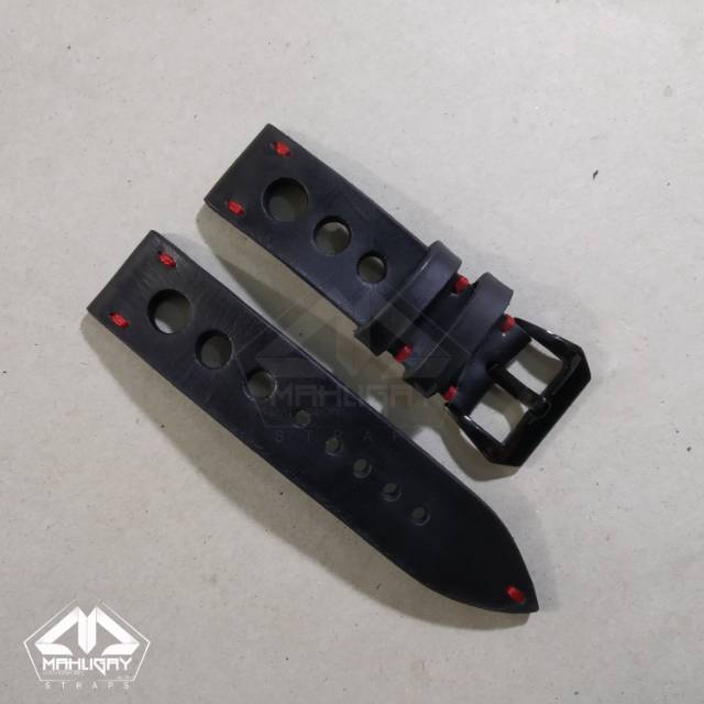 Strap Rally Jam tangan kulit asli hitam "Black Rally Strap"