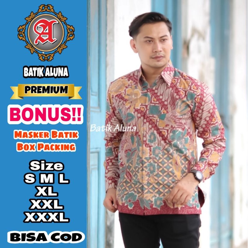 Baju Batik Pria Premium Lengan Panjang Full Furing Batik Solo Pekalongan Batik Reguler Batik Aluna P