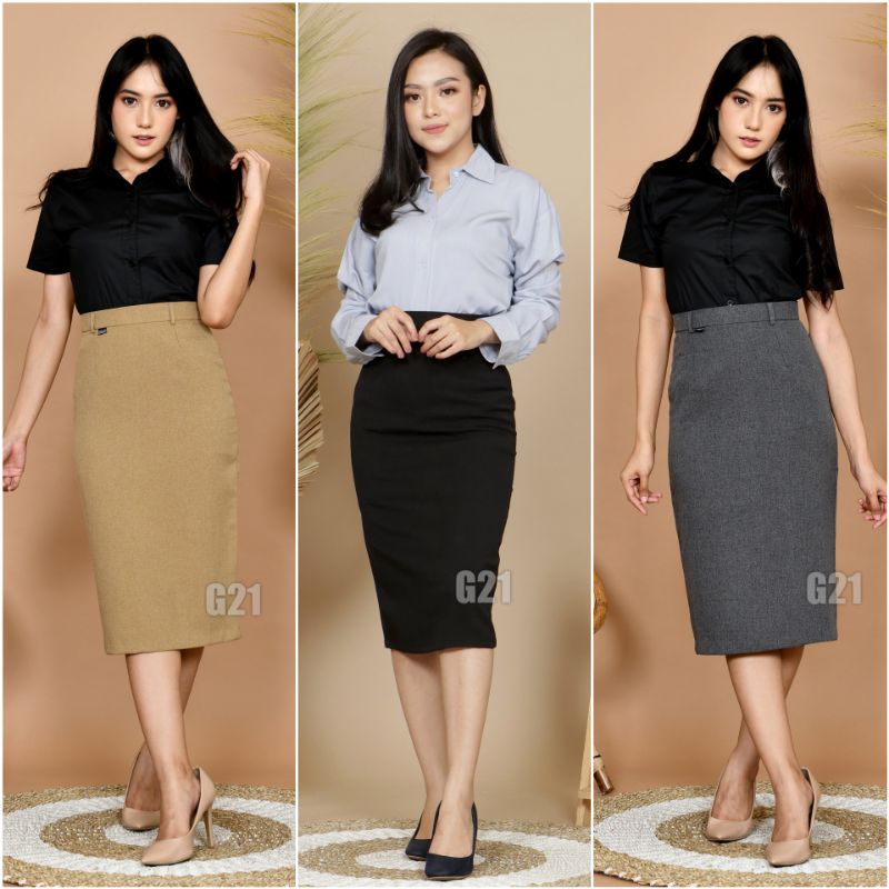 Rok Kerja Pendek Hitam Span 7/8 Bahan Formal Kantor