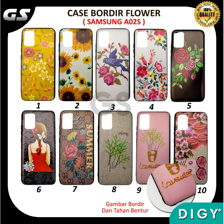 Case Bordir Flower SAMSUNG A12 A02S J1 ACE Motif Timbul 3D Bunga