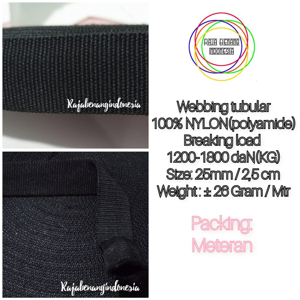 Webbing Tubular Nylon / Uk 2,5 cm / 100% Nylon ( polyamide ) meteran
