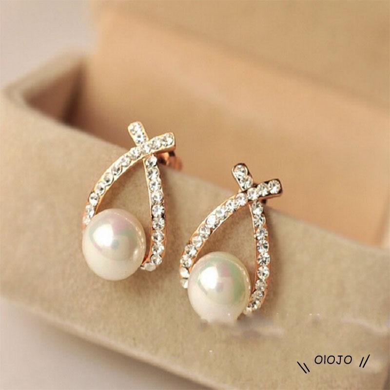 Korea Elegan Anting Mutiara Wanita Fashion Aksesoris Mewah - ol