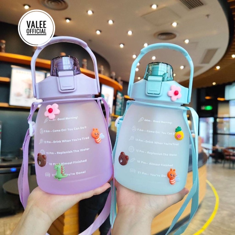 COD Botol Minum Motivasi 1.3 Liter/1300ml Korea Viral Anak Sekolah Olahraga Hangout botol pelangi GRADASI  motivasi 1300 ML