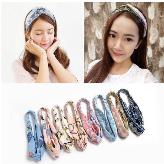 BANDANA WANITA KAIN MOTIF ELASTIS / BANDO MOTIF ALA KOREA [SWEETSPACE]