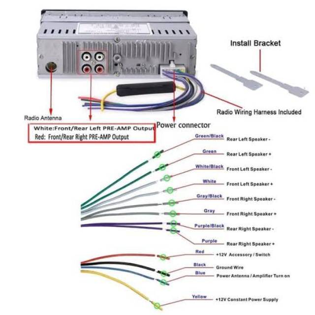 Soket Tape Mobil head unit single din 12 pin Male socket tape mobil  setrum dan speaker