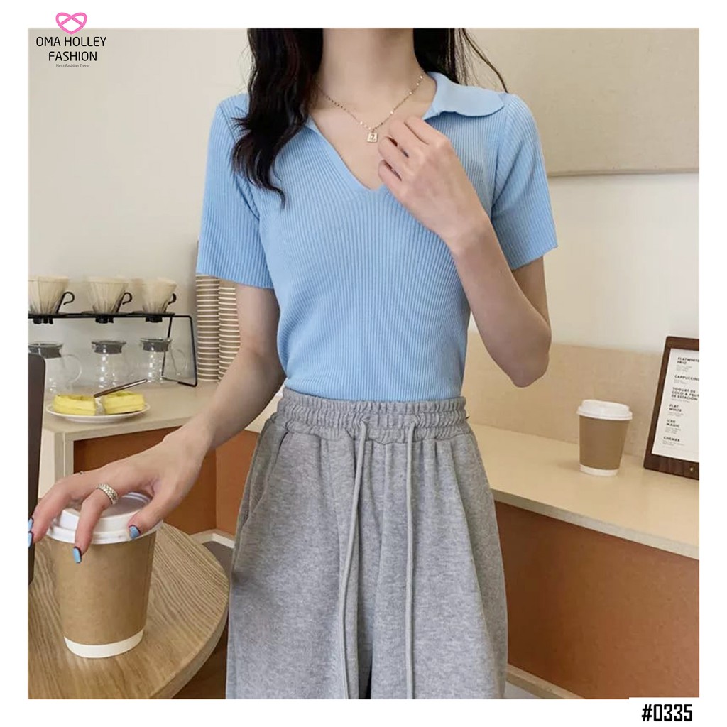 (COD) OH Fashion Blouse Collar Knit Import #0335 🟠