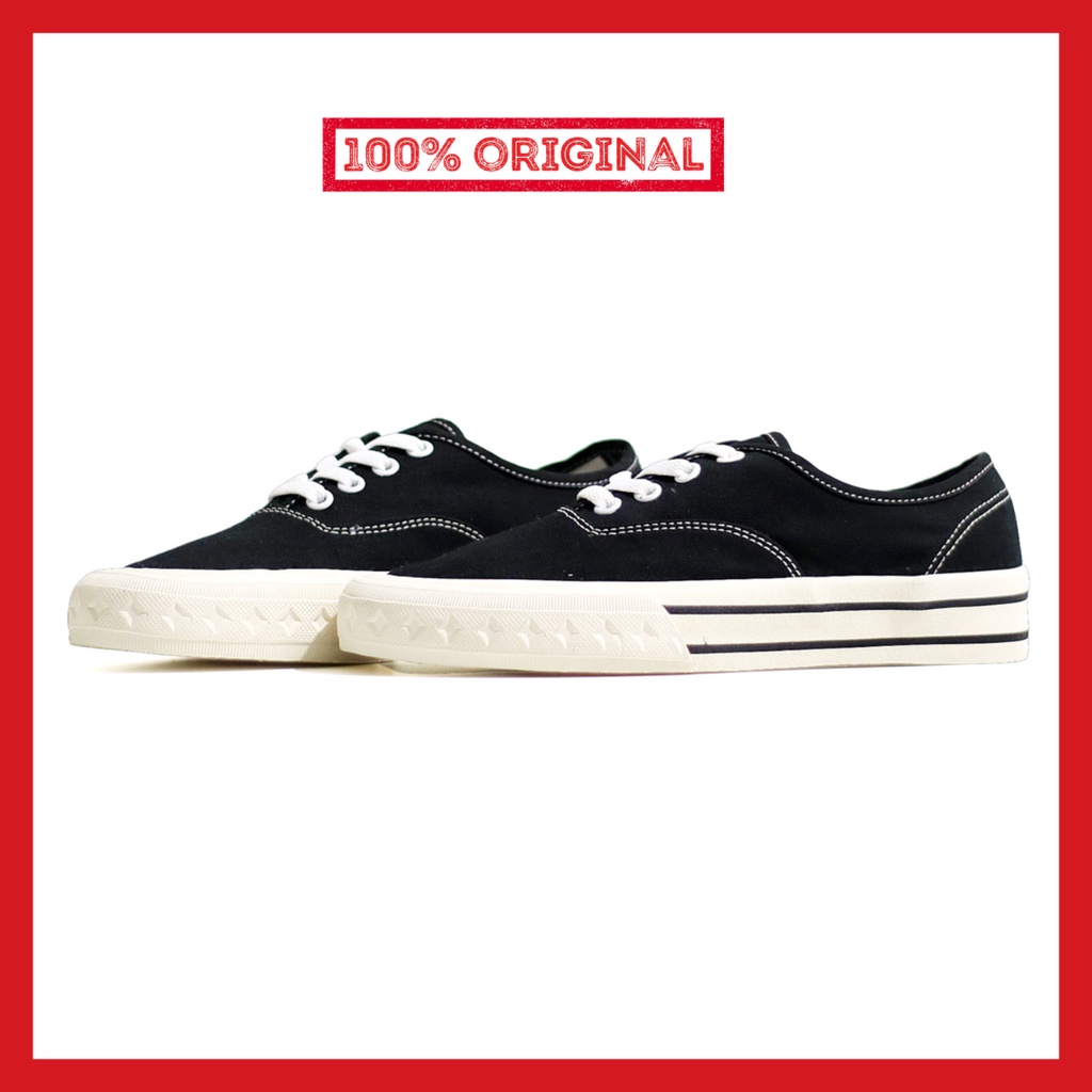 ORIGINAL - Sepatu Brand Lokal Kasual Pria Wanita No Brand Black White Low Not Sneakers Vans Authentic Black White