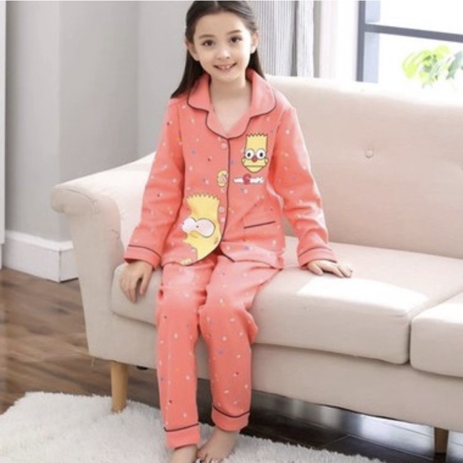 BAJU TIDUR ANAK BALITA UNISEX MOTIF KANCING 2-10THN NEW SET CELANA