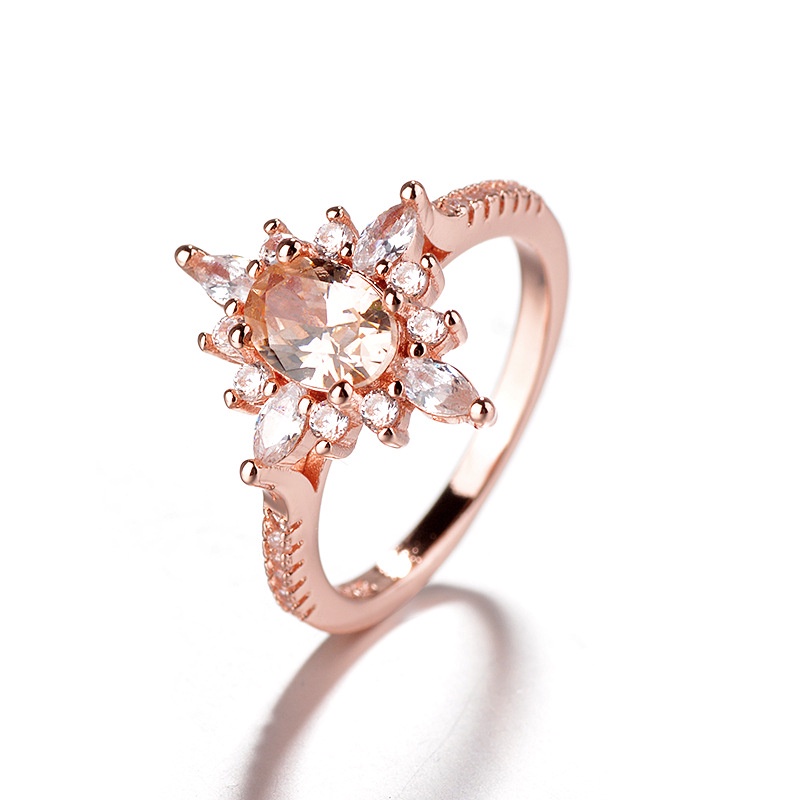 Cincin Bahan Sterling Silver 925 Warna Rose Gold Hias Berlian Kreatif Untuk Wanita Ccc22