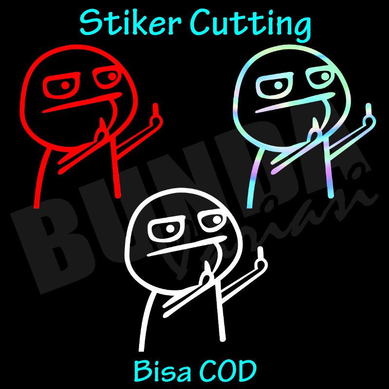 

stiker cutting midle finger sticker reflective hologram