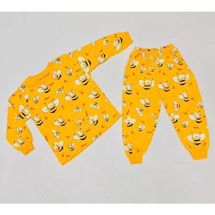 setelan piyama kaos bayi anak motif bee size 6 bulan-5 tahun bahan katun lembut nyaman dipakai/setelan piyama kaos bayi anak perempuan/ setelan piyama kaos bayi anak laki laki/ setelan piyama kaos bayi anak cewe/ setelan piyama kaos bayi anak cowo