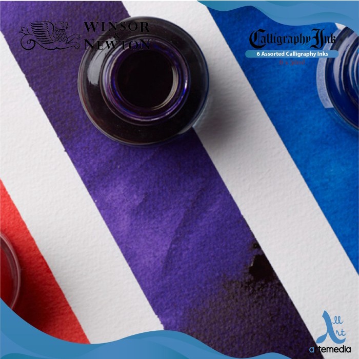 

kaligrafi-perlengkapan- winsor&newton calligraphy ink 6 assorted - tinta kaligrafi -perlengkapan-