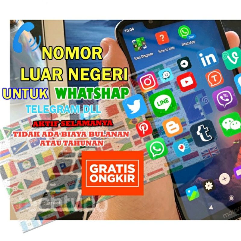New Nomor virtual luar negeri untuk WA, tele dll