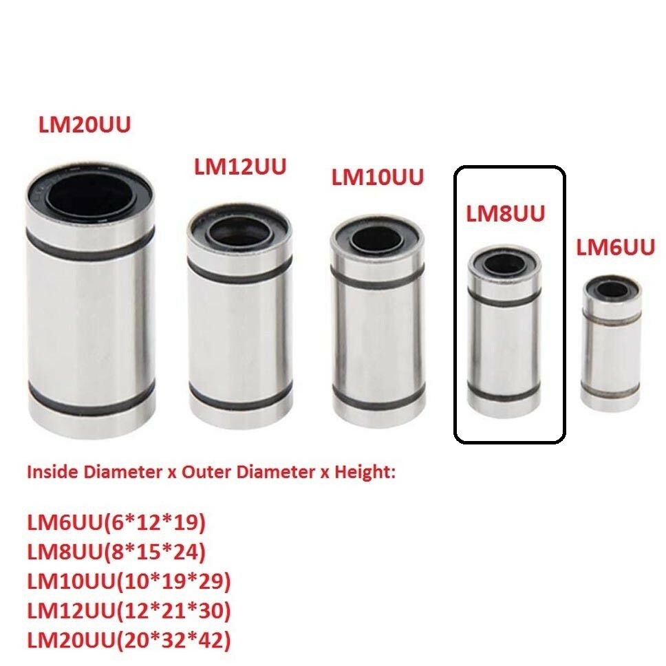 [HAEBOT] LM8UU Linear Motion Bearing Bushing As 8mm CNC 3D Printer Mekanik Machine Slider Axis Smooth Rod Besi Klaker