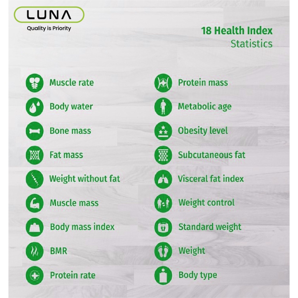 LunaLife Smart Digital Body Fat Scale / Timbangan Badan Pintar Digital with App