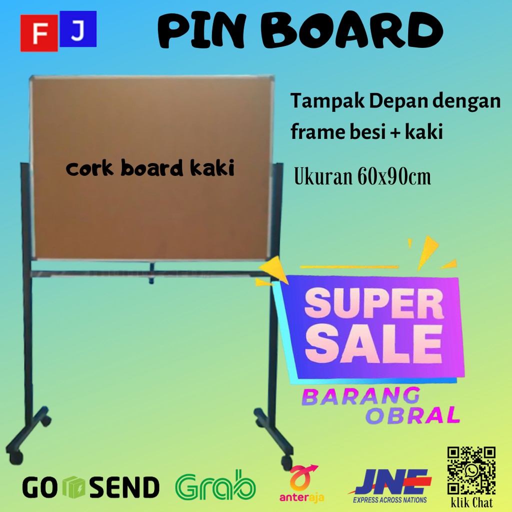 

Papan Pinboard/Softboard SAKANA Dimensi 60x90cm (Corkboard Frame Besi + Kaki)