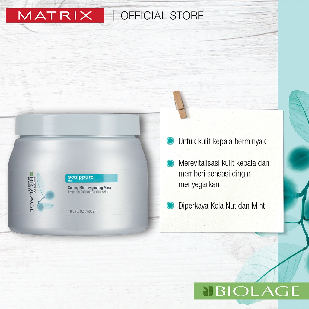 MATRIX Biolage Scalppure Cooling Mint Hair Mask - Masker Perawatan Pelembut Rambut Kulit Kepala Berminyak 500 ml