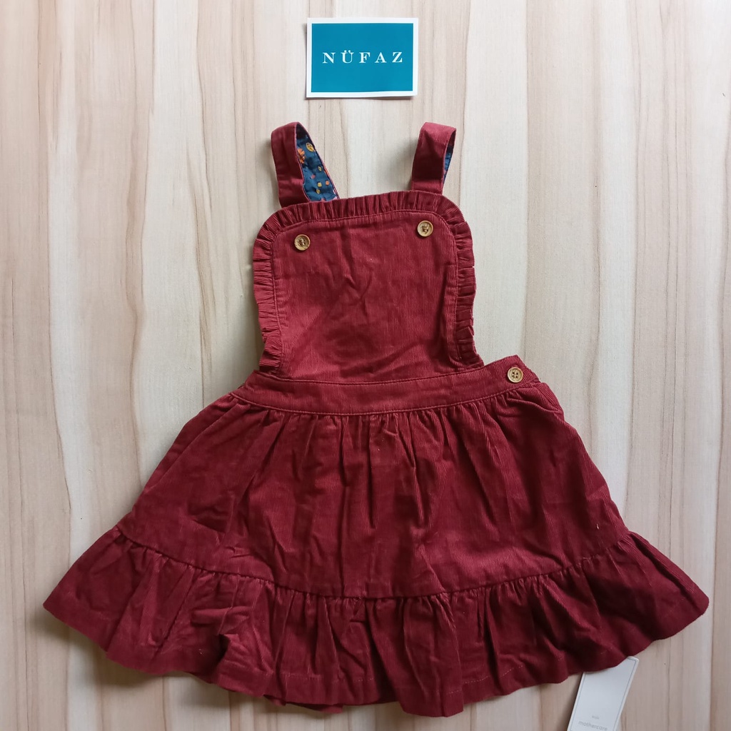 Dress dungaree mothercare sale dressbahan corduroy merah smocked untuk bayi perempuan