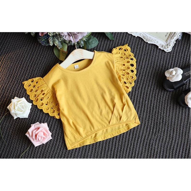 Setelan POLOS BAJU SAYAP KUNING MERAH + CELANA PUTIH / SETELAN BAJU ANAK KOREA IMPORT PREMIUM